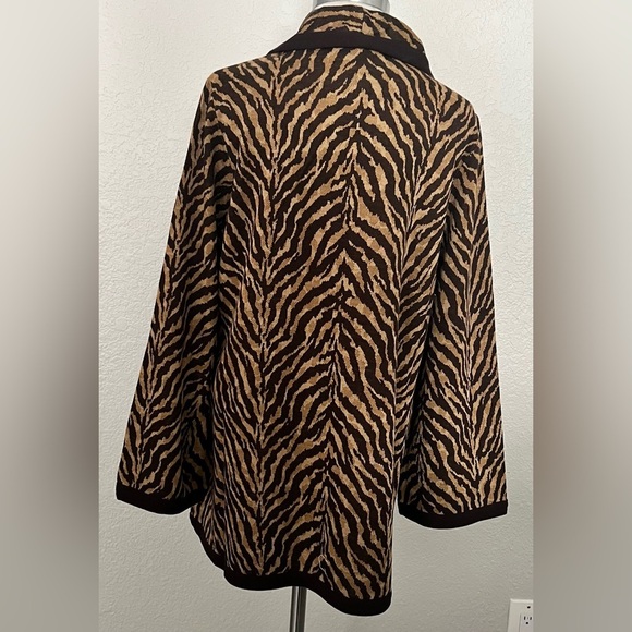 Nina Leonard open cardigan animal tiger print women’s size Large QVC style - Picture 4 of 6
